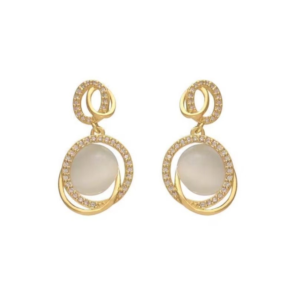 Starlit Opal Gold Women's Fashion Earrings
